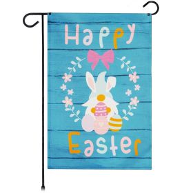 Garden Flag Happy Easter Rabbit Gnome with Eggs 12x18 inch Blockout Fabric Double Sided Garden Flag Happy Easter Rabbit Gnome with Eggs 12x18 inch Blockout Fabric Double Sided